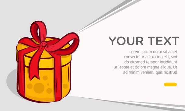 Flat vector illustration of gift box with red ribbon in hand drawn style. Suitable for design element of celebration, party, and gift banner background template. - Vector, Image