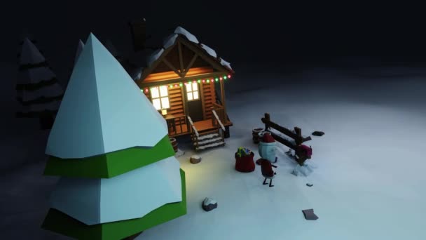 3D stilisierter Weihnachtsmann entfernt Brief aus Briefkasten - Filmmaterial, Video