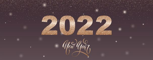 Happy New Year 2022 hand lettering calligraphy. Vector holiday illustration element. Typographic element for banner, congratulations. - Vector, Image