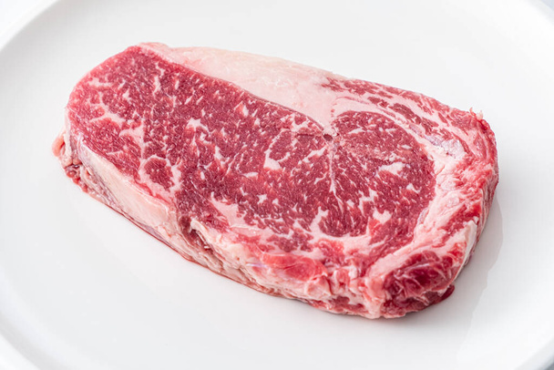 Raw fresh grilled sliced beef prime rib steak with marbling grain - Photo, Image
