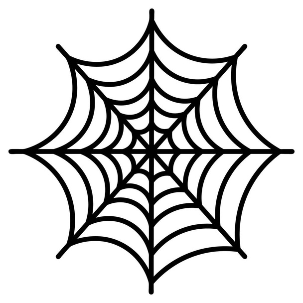 Spiderweb. Silhouette. Vector illustration. A sticky victim trap. Intricate network. Hunter's ambush. Thin thread. Halloween symbol. White isolated background. All Saints' Day. Idea for web design. - Vektor, Bild