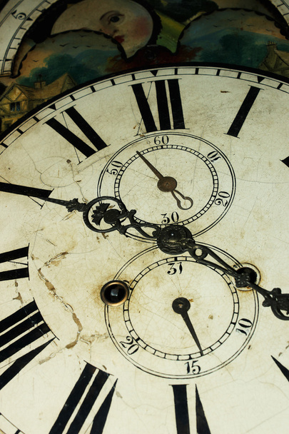 古いスタイルの時計の表面のクローズ アップ - 写真・画像