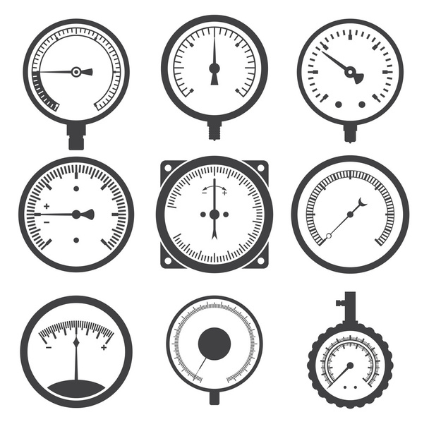 Manometer (pressure gauge) and vacuum gauge icons - Wektor, obraz