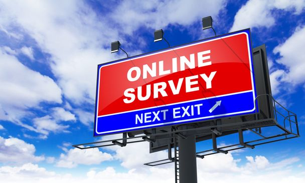 Online Survey on Red Billboard. - Photo, Image