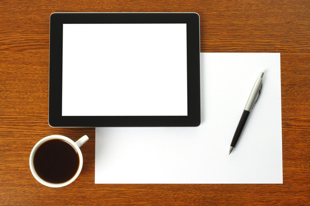 Tablet PC, paper and pen - Foto, Imagem