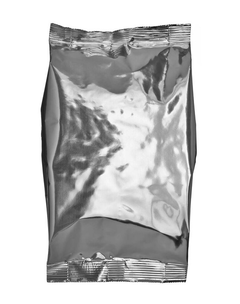 weiß silber Aluminium Papiertüte Paket Lebensmittel Vorlage Box Hintergrund - Foto, Bild