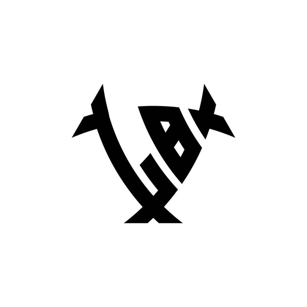 LB Logo Monogram lettera con disegno a forma di scudo triangolo isolato su sfondo bianco. Logo radioattivo, triangolo radioattivo e lettera di forma scudo. - Vettoriali, immagini