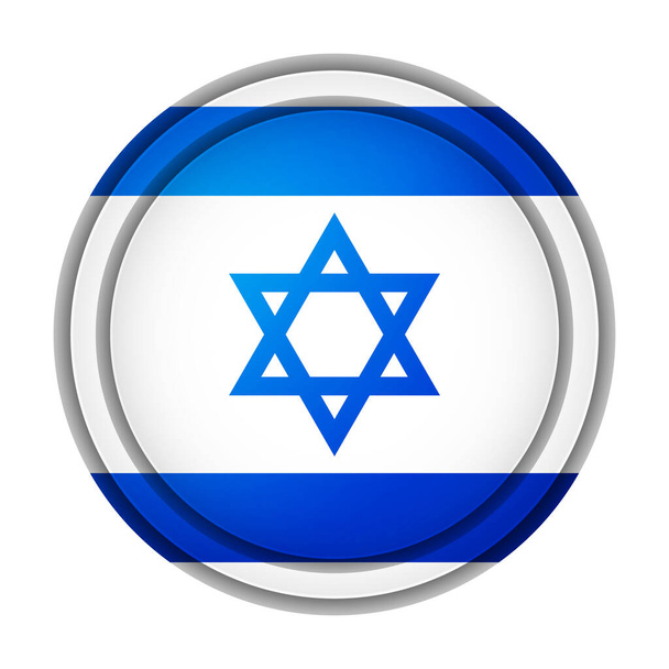 Glass light ball with flag of Israel. Round sphere, template icon. Israeli national symbol. Glossy realistic ball. 3D abstract vector illustration highlighted on a white background. Big bubble - Вектор,изображение