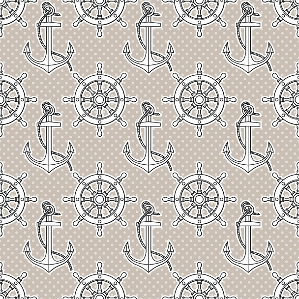Pattern with anchors and ship's wheels - ベクター画像