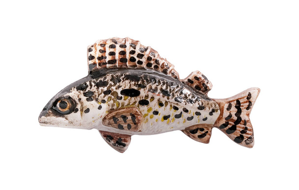 Ceramic fish isolated on white background. Design element with clipping mask - Photo, Image