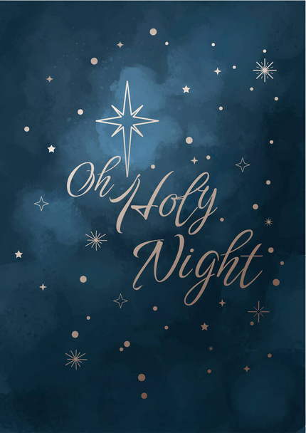  Illustration oh holy night with star on night sky texture - Vector, Image