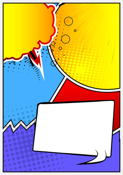 Pop Art Seite Hintergrund. Comic-Rahmen mit farbigem Platz für Text. Editierbare Cartoon Retro-Vektorillustration Zeichnung für Werbung. - Vektor, Bild