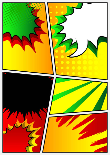 Pop Art Seite Hintergrund. Comic-Rahmen mit farbigem Platz für Text. Editierbare Cartoon Retro-Vektorillustration Zeichnung für Werbung. - Vektor, Bild