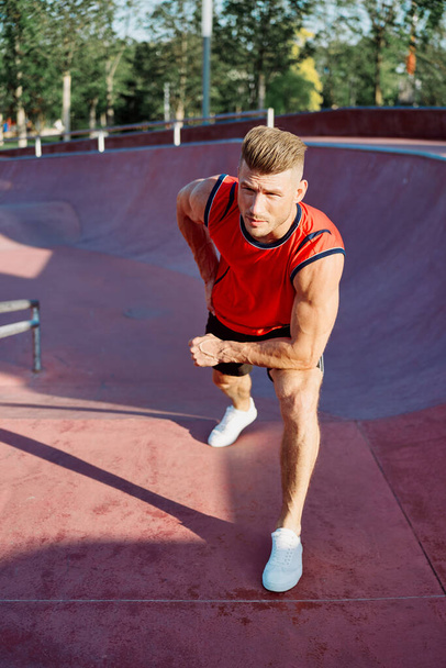 athletic man workout exercise fitness sportfit fresh air - Valokuva, kuva