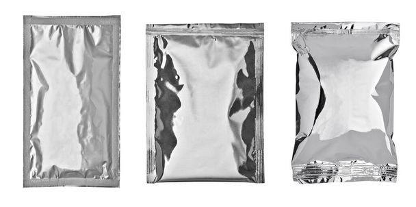 белый серебро алюминиевый пакет пакет бумаги пищевой шаблон фона коробки - Фото, изображение