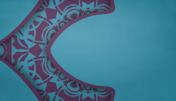 Logonuz veya metniniz altında tasarım için Yunanca mor desenli turkuaz rengi baner - Vektör, Görsel
