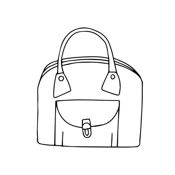 A Beautiful hand drawing black vector bag for travel isolated on a white background - Vettoriali, immagini