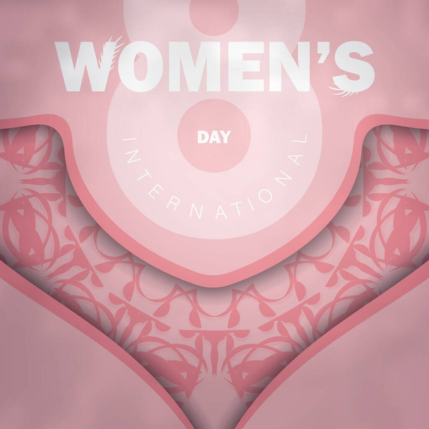 Pink international women's day flyer with abstract ornament - Vektör, Görsel