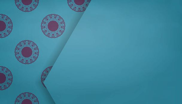 Turquoise banner template with abstract purple pattern and space for your logo - Vector, Image