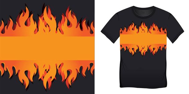 T-shirt γραφιστική σχεδίαση του με καύση φλόγες κενό - Φωτογραφία, εικόνα