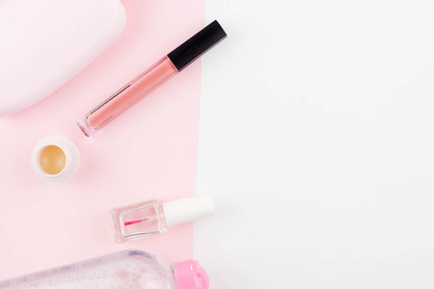cosmetics composition pink colours. High quality photo - Foto, Imagen