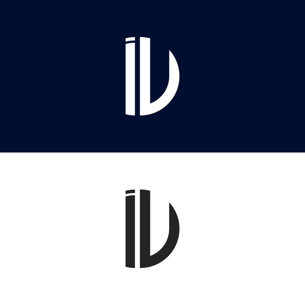 IU or IV initial letter logo vector template | Creative modern monogram Circle logo - Вектор,изображение