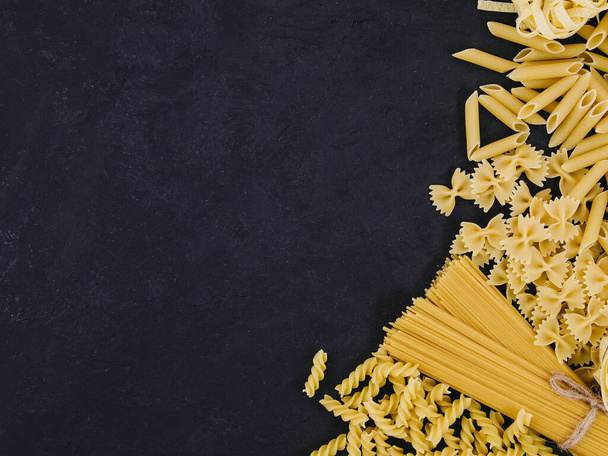 flat lay composition pasta with copyspace. High quality photo - Photo, Image