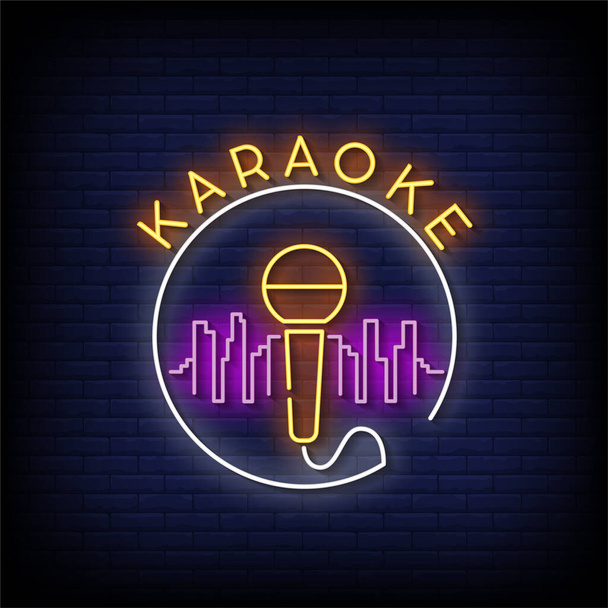 Karaoke neon sign, neon style vector illustration - Вектор,изображение