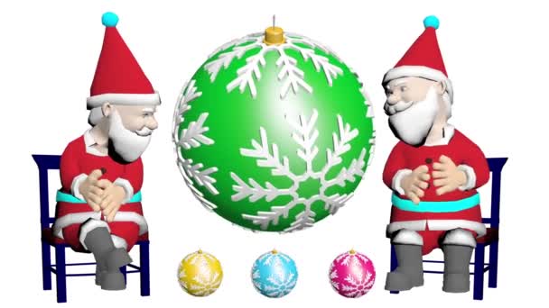 Mikołaje rozmawiają przed świętami. Wesołych Świąt animacji 3D. Mikołaj mówi o świętach.. - Materiał filmowy, wideo