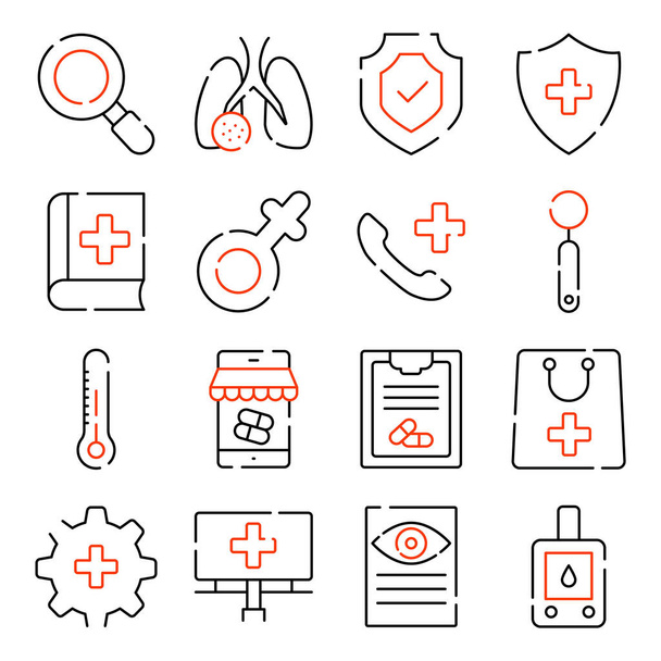 Pack of Medication Line Icons - Vector, Image