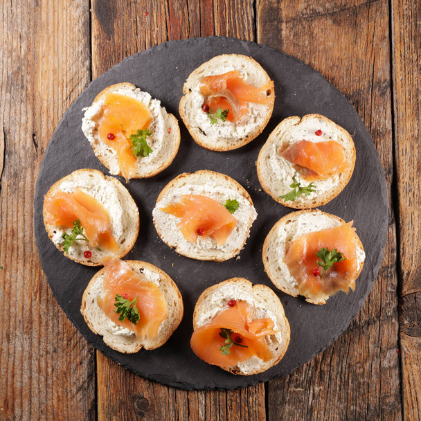 canape with cream and salmon - Fotó, kép