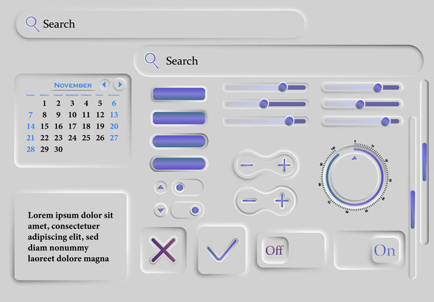 Современный векторный набор пользовательского интерфейса в модном цвете с простыми кнопками, формами и другими элементами интерфейса. Изолированный на белом фоне. - Вектор,изображение