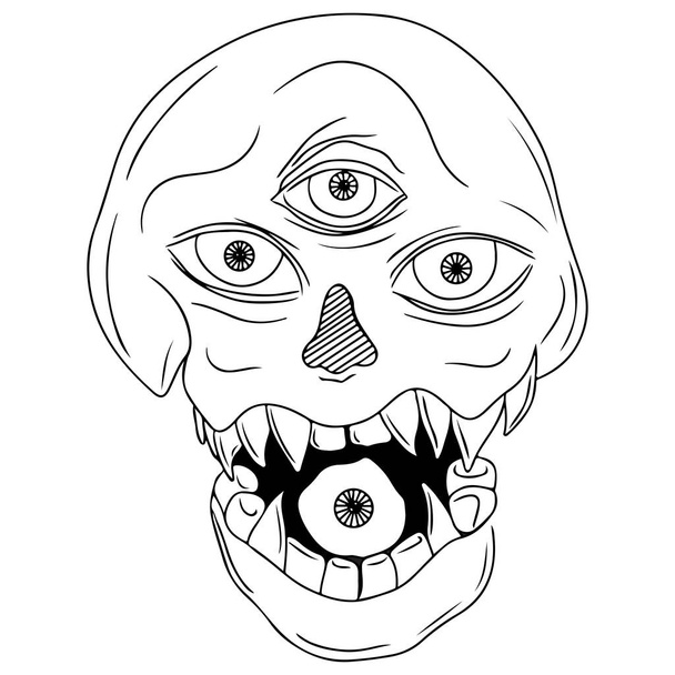 Чорний векторний фентезійний череп у стилі гранж. Череп Векторні ілюстрації
 - Вектор, зображення