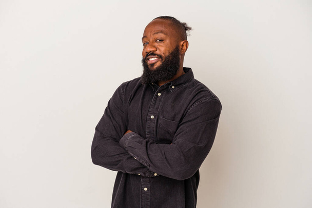 African american man with beard isolated on pink background happy, smiling and cheerful. - Photo, Image