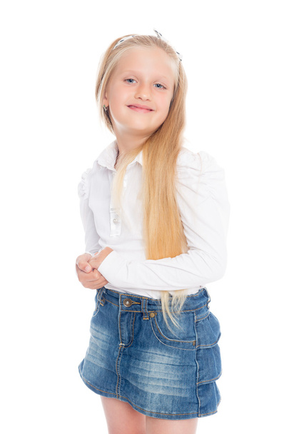 Blond little girl isolated  - Photo, image