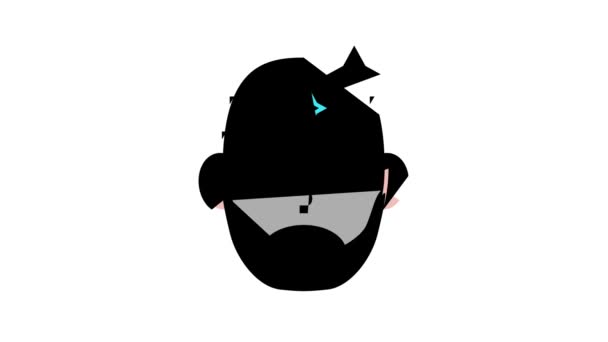 vousatý muž s oholenou hlavou barvy ikony animace - Záběry, video
