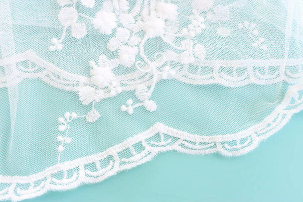 Background of white delicate lace fabric - Photo, Image