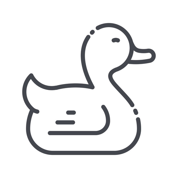 Vector childhood line icon isolated on transparent background. Bath duckling sign - Vector, Image