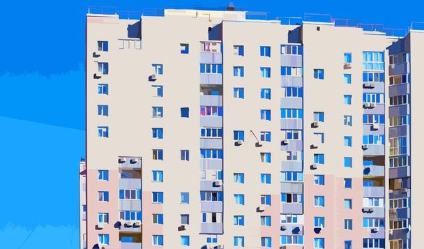 Πολυώροφα οικιστικά κτίρια στο Κίεβο - Διάνυσμα, εικόνα