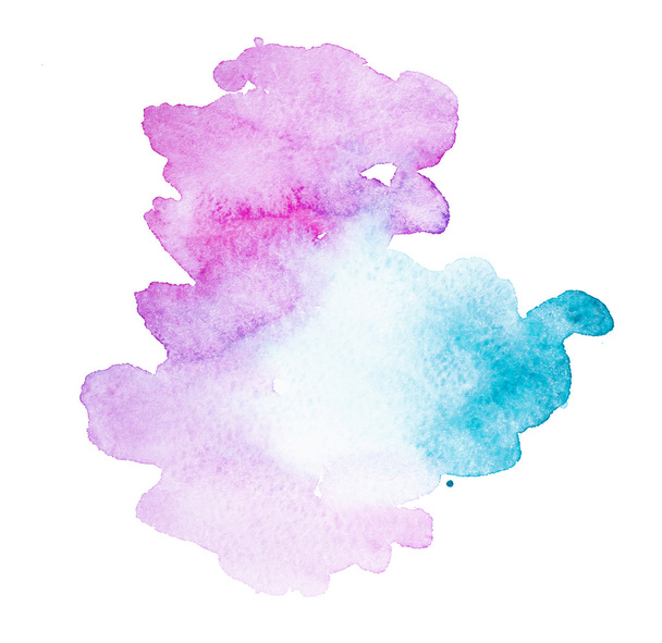 Abstract watercolor aquarelle hand drawn pink blue art paint on white background - Fotoğraf, Görsel