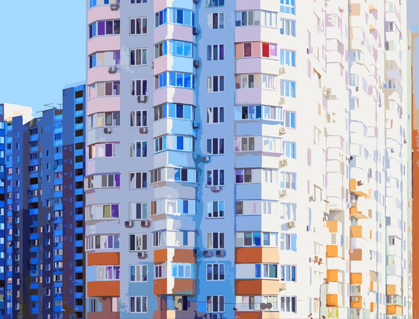 Πολυώροφα οικιστικά κτίρια στο Κίεβο - Διάνυσμα, εικόνα