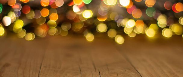 Colorful background with defocused lights. Bokeh background. Christmas background with light spots and bokeh. - Photo, Image