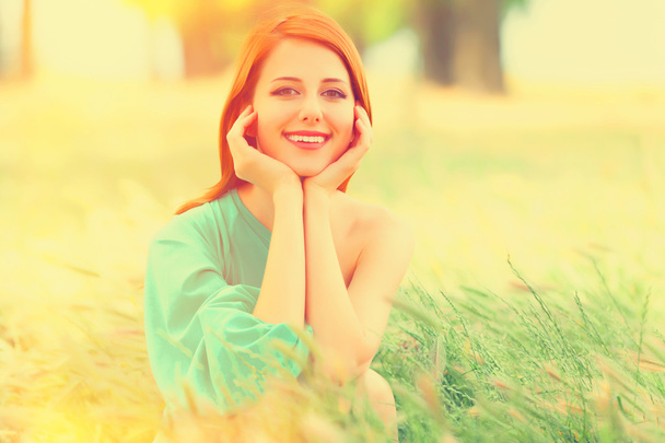 Redhead girl at outdoor - Foto, Imagen