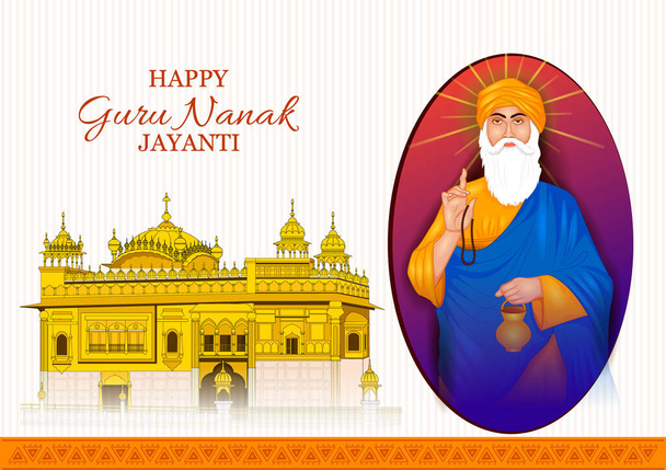 Feliz Gurpurab, Guru Nanak Jayanti festival de Sikh celebración de fondo - Vector, Imagen