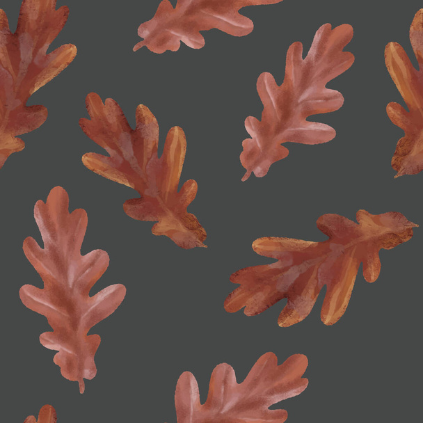 Διάνυσμα ομοιογενές φόντο με Φθινοπωρινά φύλλα βελανιδιάς. - Διάνυσμα, εικόνα