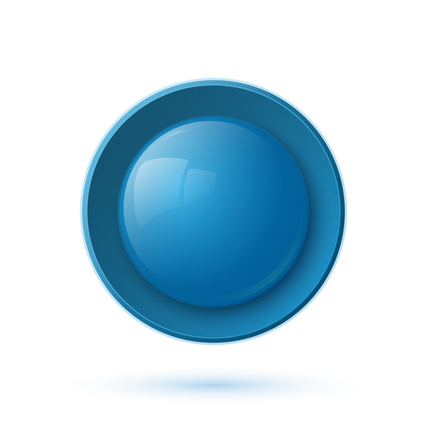 Blue glossy button icon - Vektor, Bild