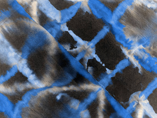 White Artistic Tie Dye. Watercolor Ink. Dirty Art Banner. Sea Watercolor Print. Black Graffiti Grunge. Blue Brushed Paper. Brushed Material. Dark Graphic Dyed. - Photo, Image