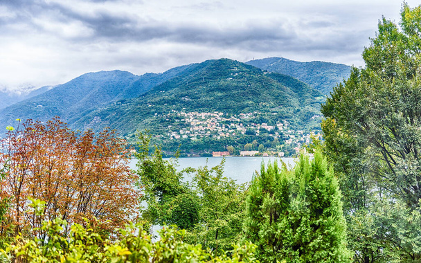 Scenic landscape over the Lake Como, as seen from the town of Brunate, Italy - Photo, Image
