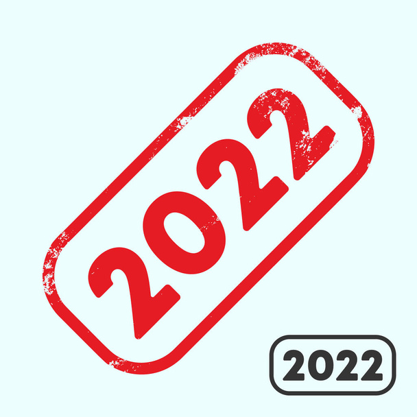 2022 yılı, grunge deseni ve temiz tasarımı olan kauçuk mühür. Vektör illüstrasyonu - Vektör, Görsel