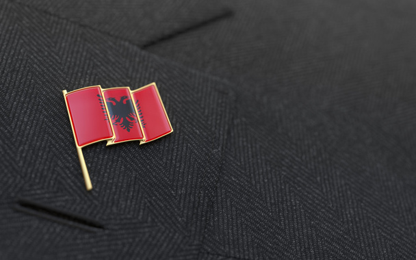 アルバニアの旗の折りえりピン、ビジネス スーツの襟 - 写真・画像